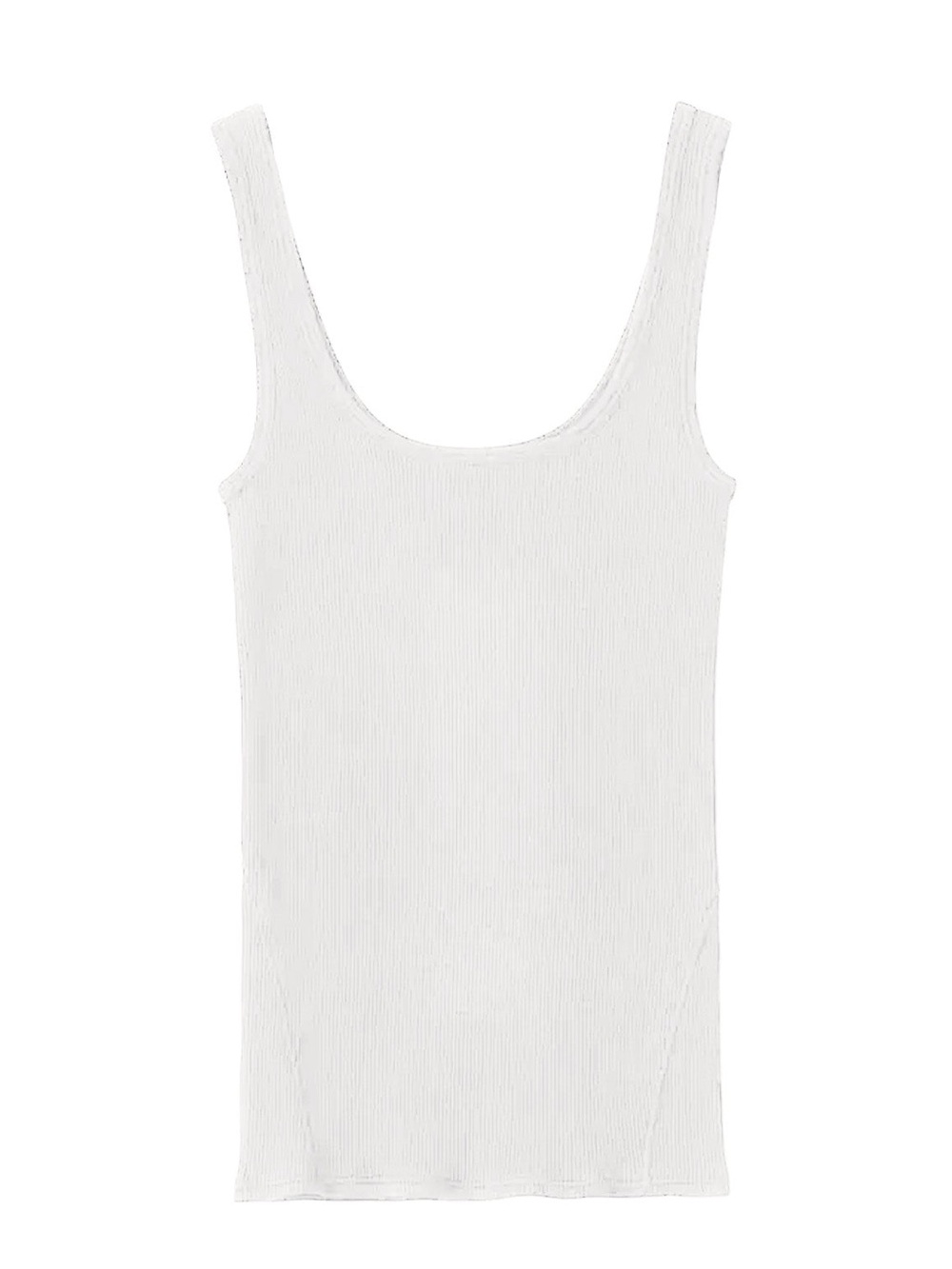 Rag & Bone Organic Cotton The Essential Rib Scoop Neck Tank White